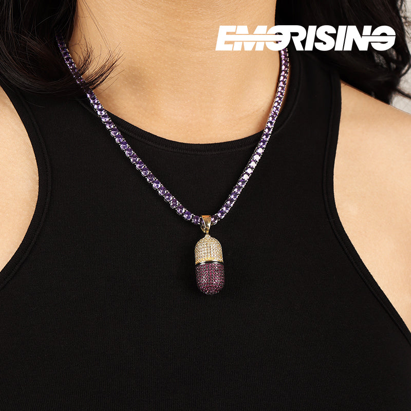 "Shattered Cure" - Two-Tone Iced Capsule Pendant