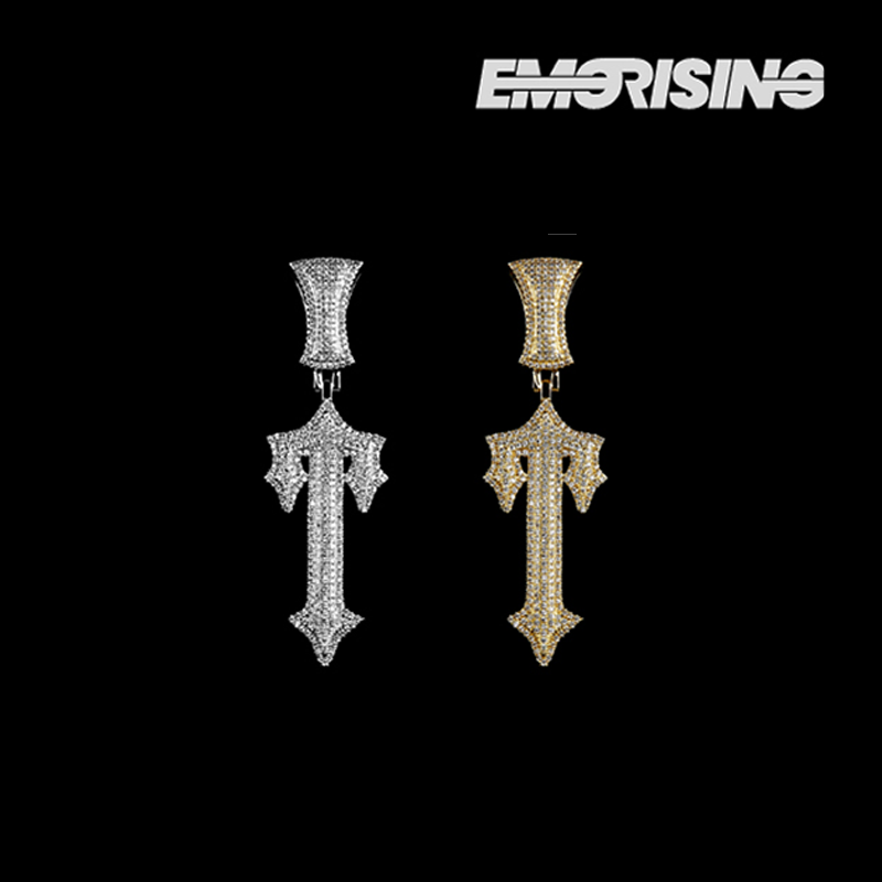 "Dark Signal" - Iced T-Shaped Pendant Necklace
