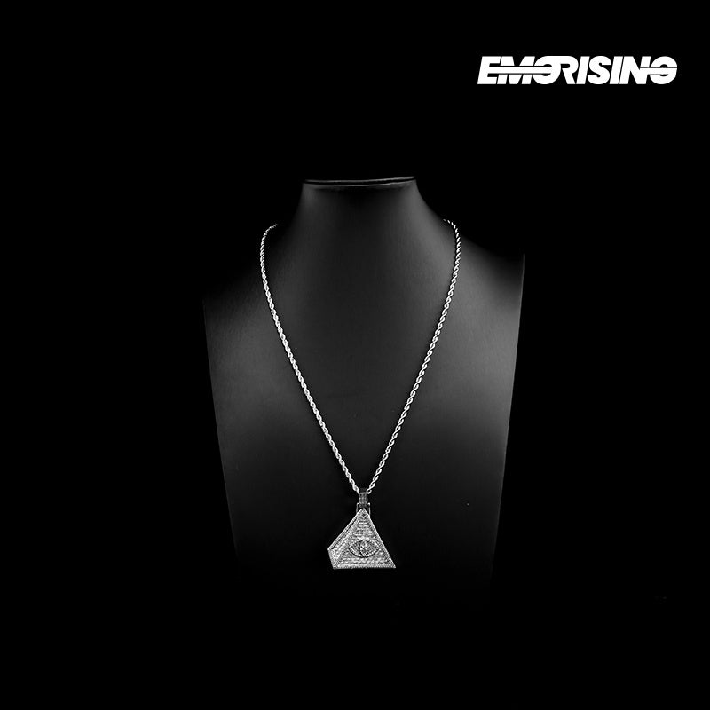 "All Seeing" - Iced Pyramid Eye Pendant Necklace
