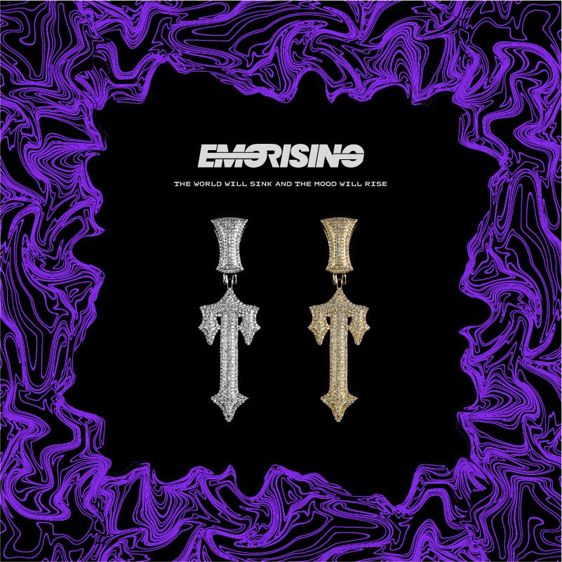 "Dark Signal" - Iced T-Shaped Pendant Necklace