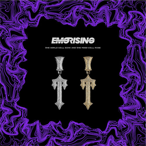 "Dark Signal" - Iced T-Shaped Pendant Necklace