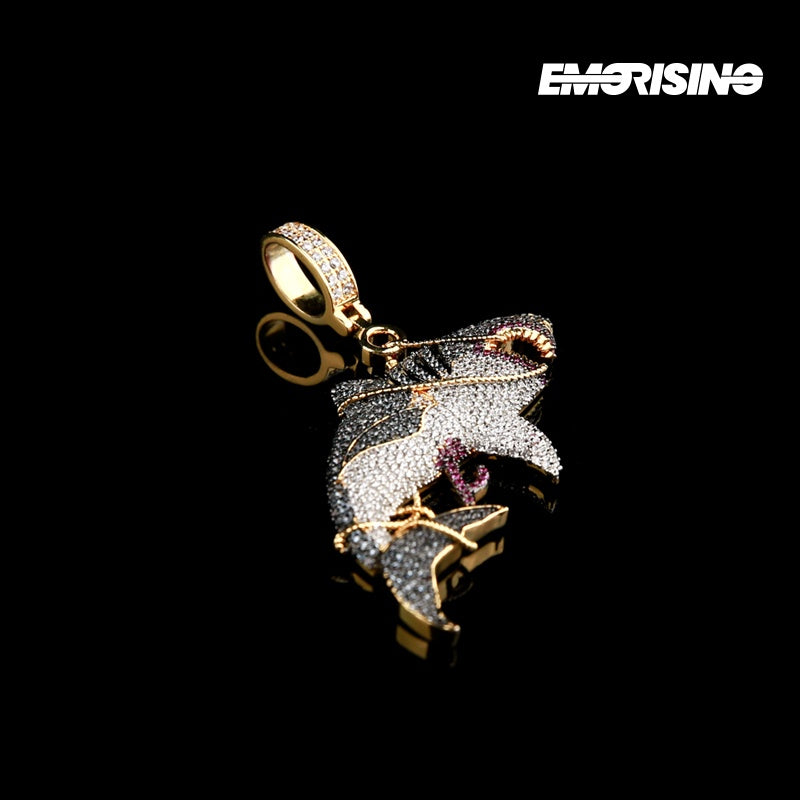"Deep Bite" - Iced Shark Pendant Necklace