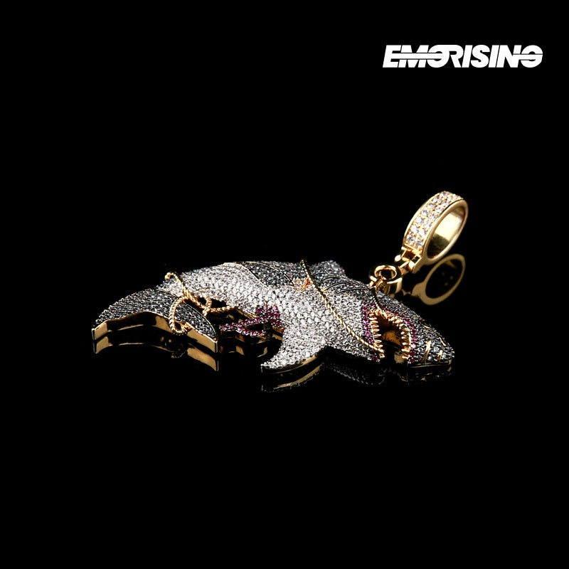 "Deep Bite" - Iced Shark Pendant Necklace