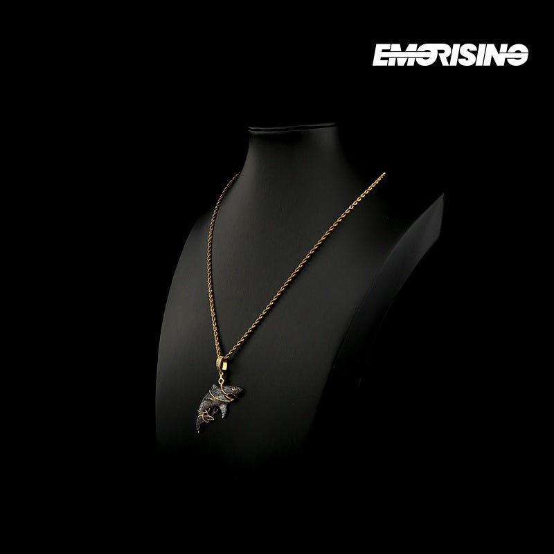 "Deep Bite" - Iced Shark Pendant Necklace