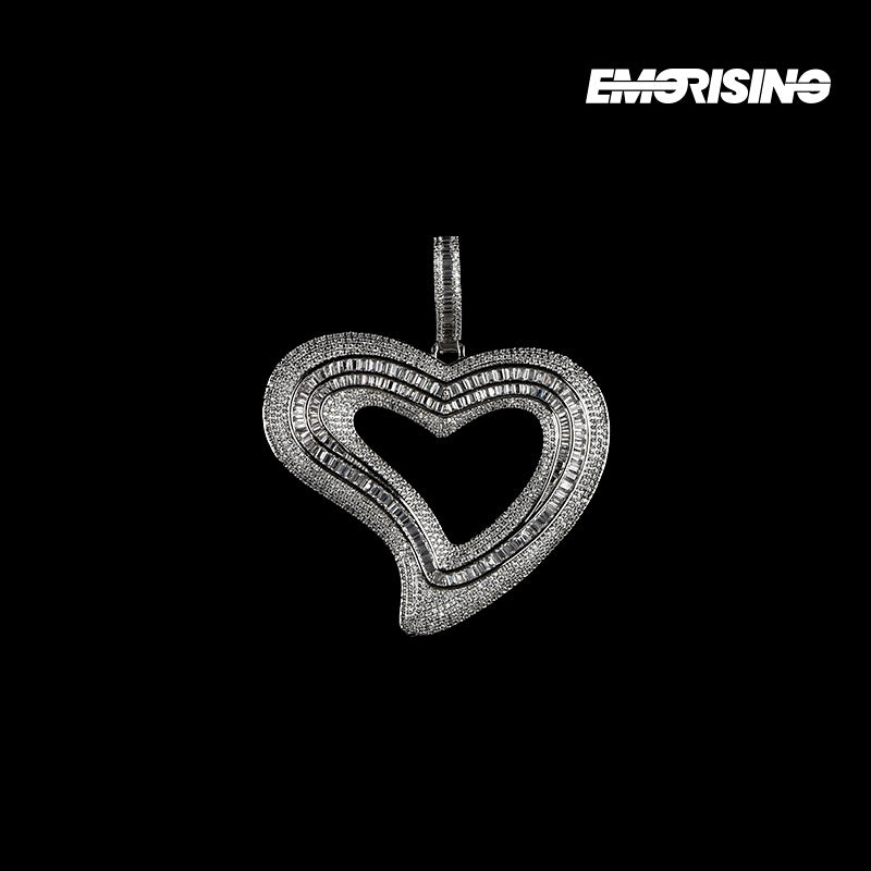 "Empty Heart" - Iced Heart Pendant Necklace