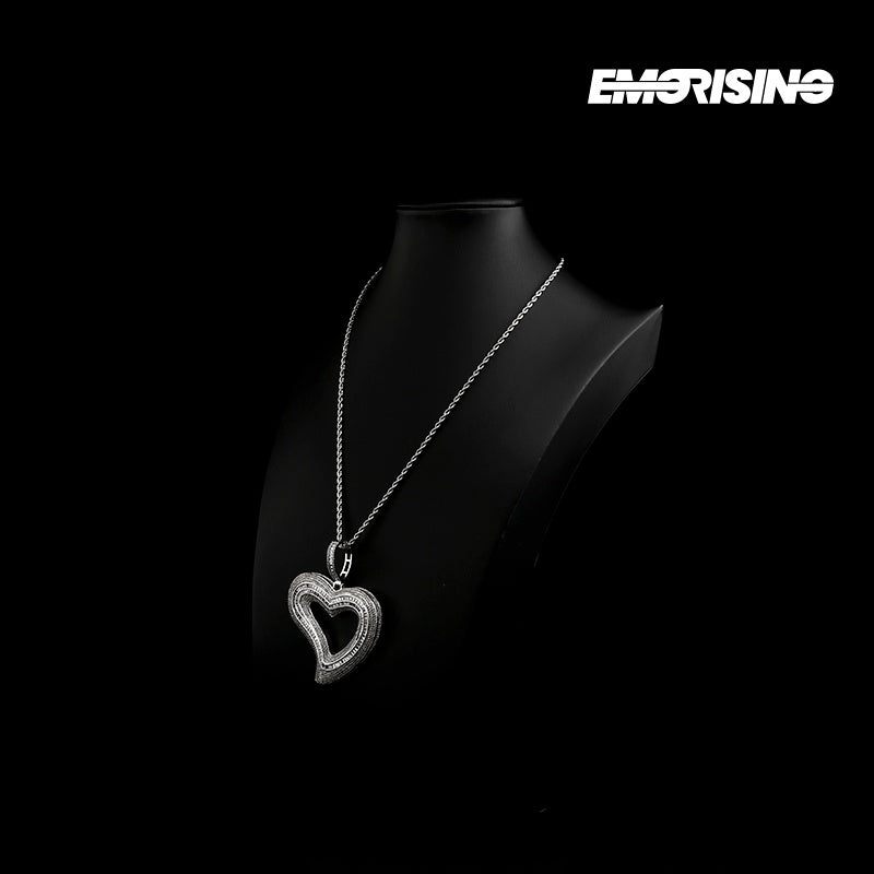 "Empty Heart" - Iced Heart Pendant Necklace