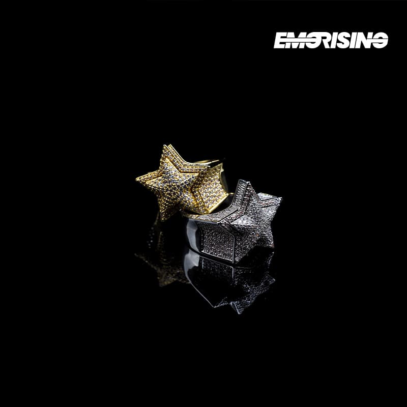 "Midnight Meteor" - Iced Star Ring