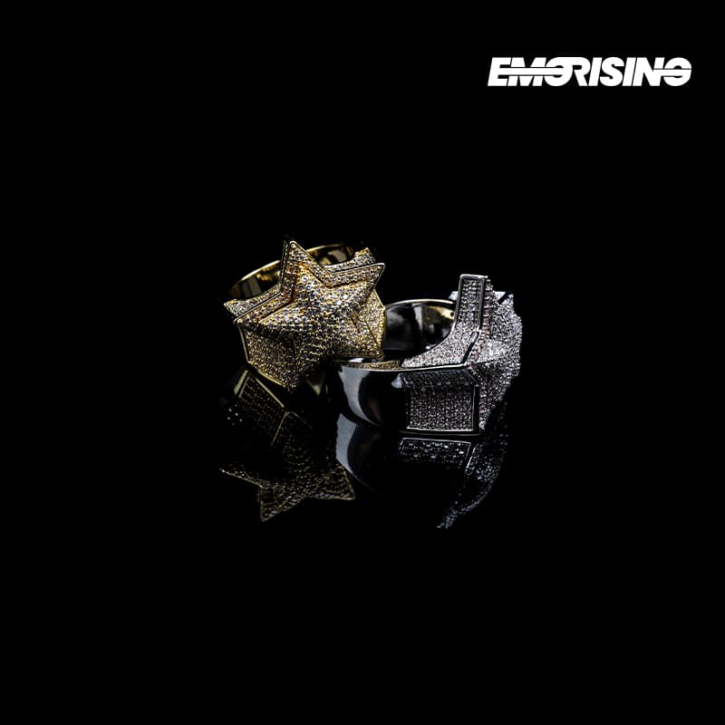 "Midnight Meteor" - Iced Star Ring