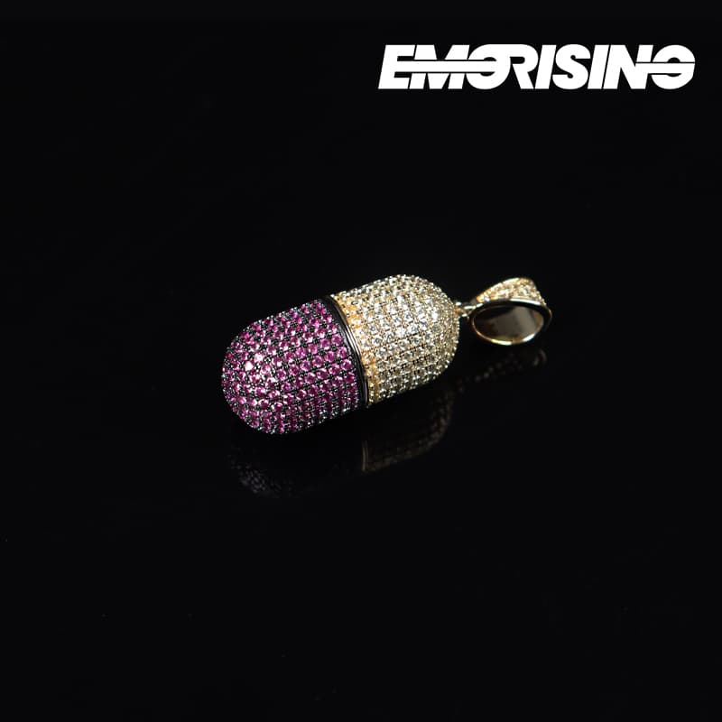 "Shattered Cure" - Two-Tone Iced Capsule Pendant