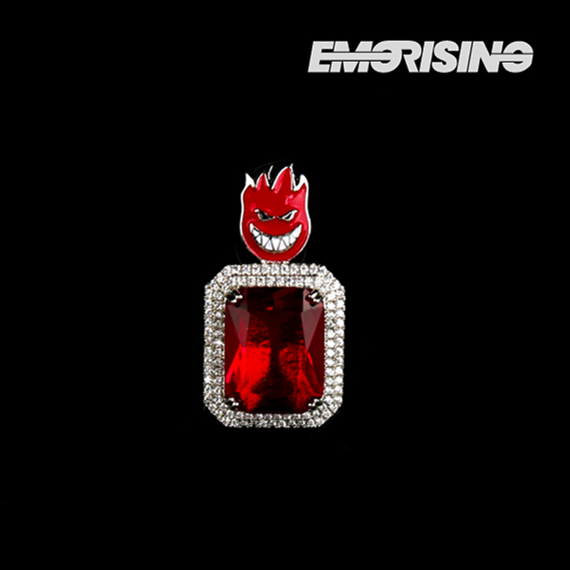 "Bad Flame" - Red Iced Gem Pendant Necklace